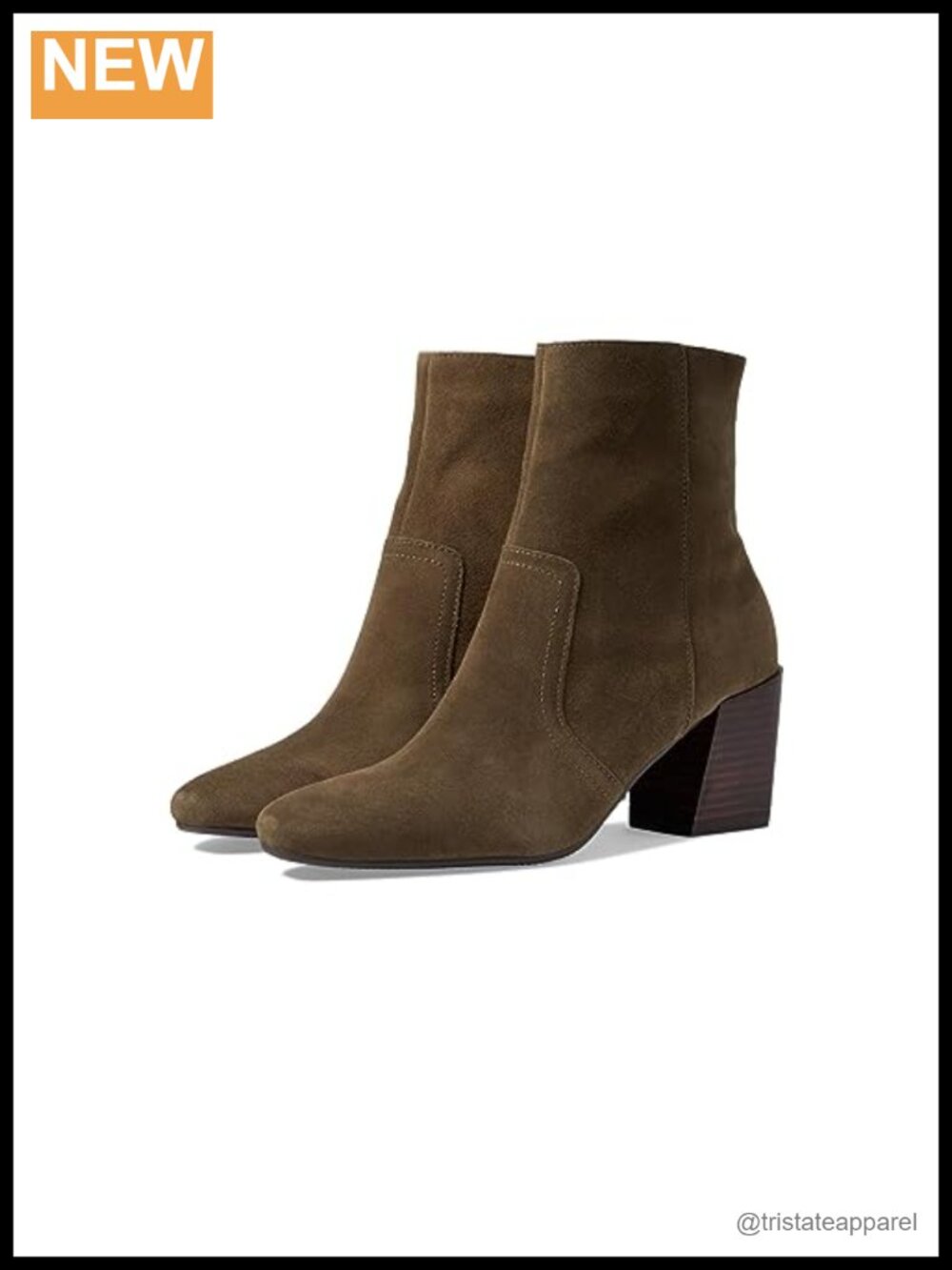 Waterproof Leather Ankle Booties Block Heel Zip